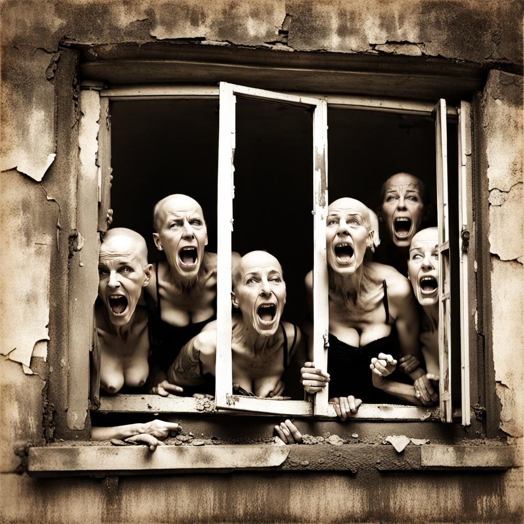 Vintage Asylum: Screaming Women in Sepia Tone