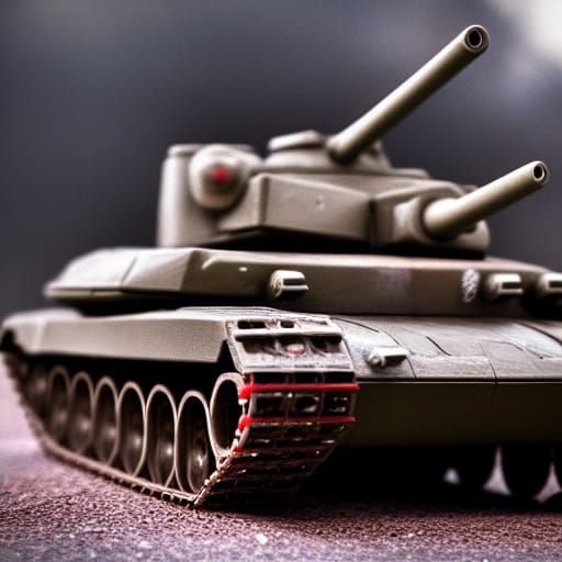 Russian Tank Crushing Red Star in War Zone