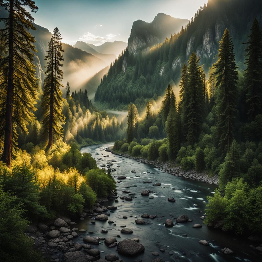Serene River Valley in Cinematic Landscape Photography