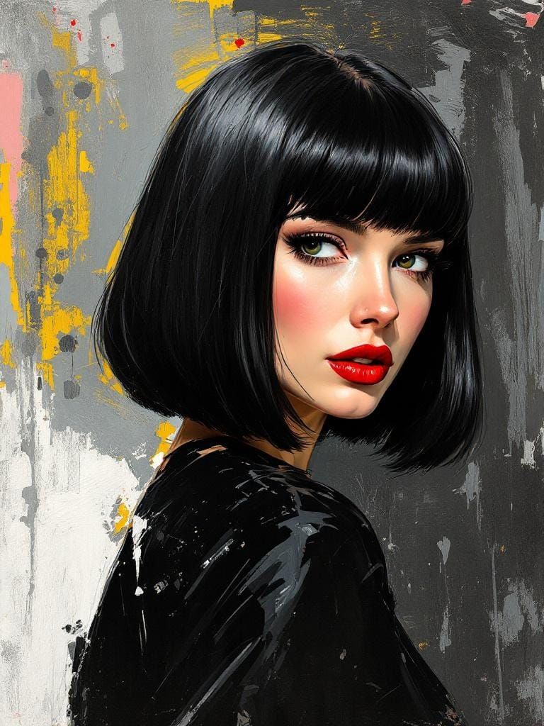 Pin-Up in Style of Kline, Zorn, and Van Gogh