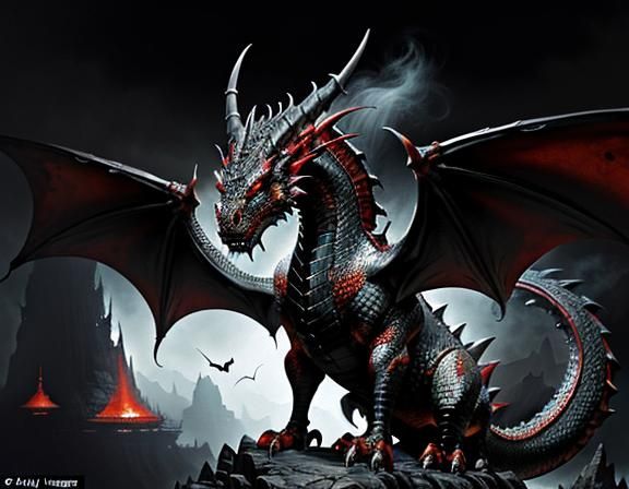 Fiery Dragon in Dynamic Fantasy Art Style