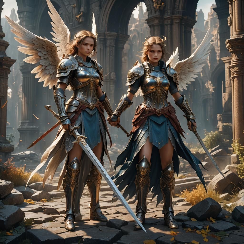 Angelic Sisters in Arms: Fantasy Concept Art