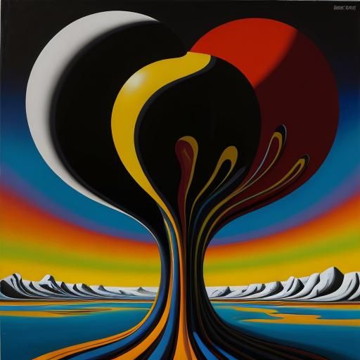 Surreal Abstract Matte Oil Painting in Vibrant Colors