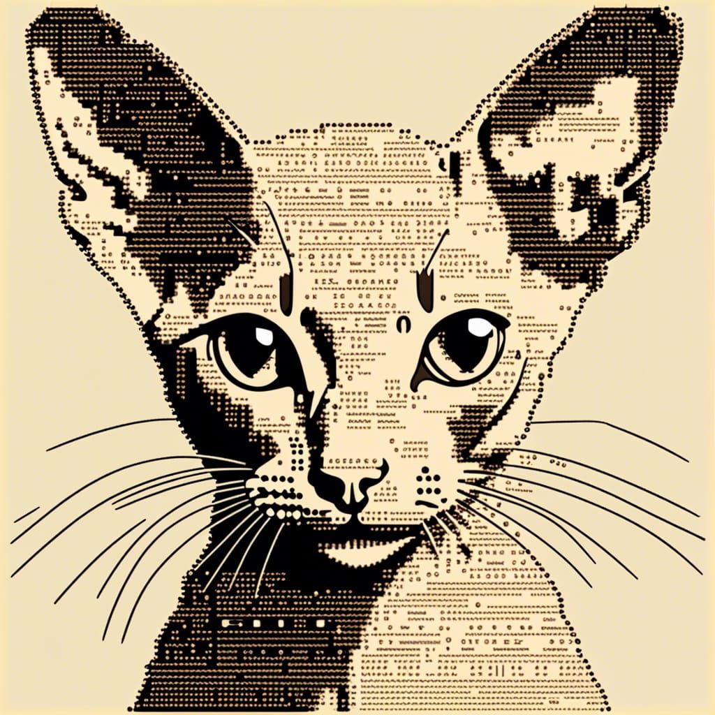 Cornish Rex Cat ASCII Text Art