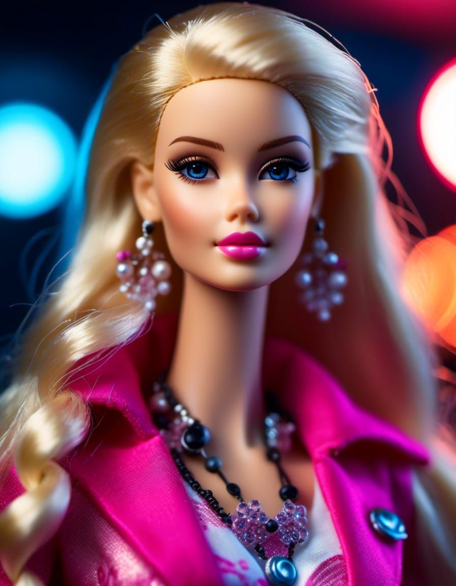Hyperrealistic Portrait of a Robotic Barbie