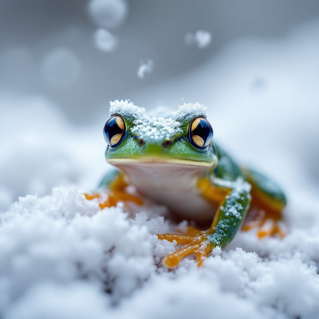 Tiny Costa Rica Frog in the Snow