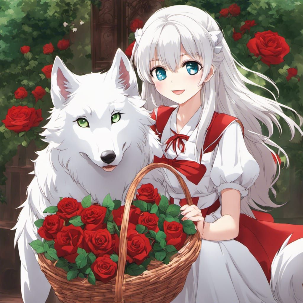 Wolfie with Roses For Her Pack