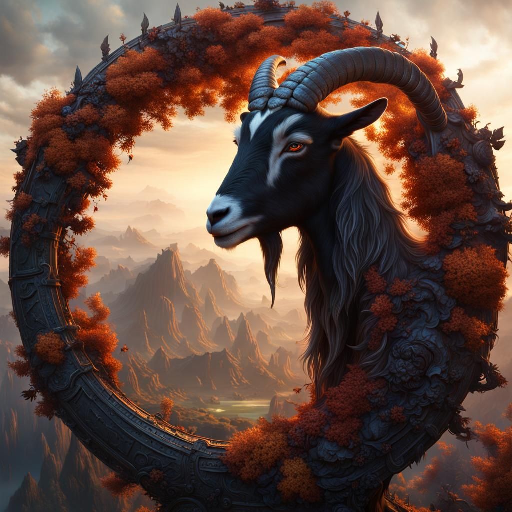 Fantastical Goat in Detailed Matte Painting
