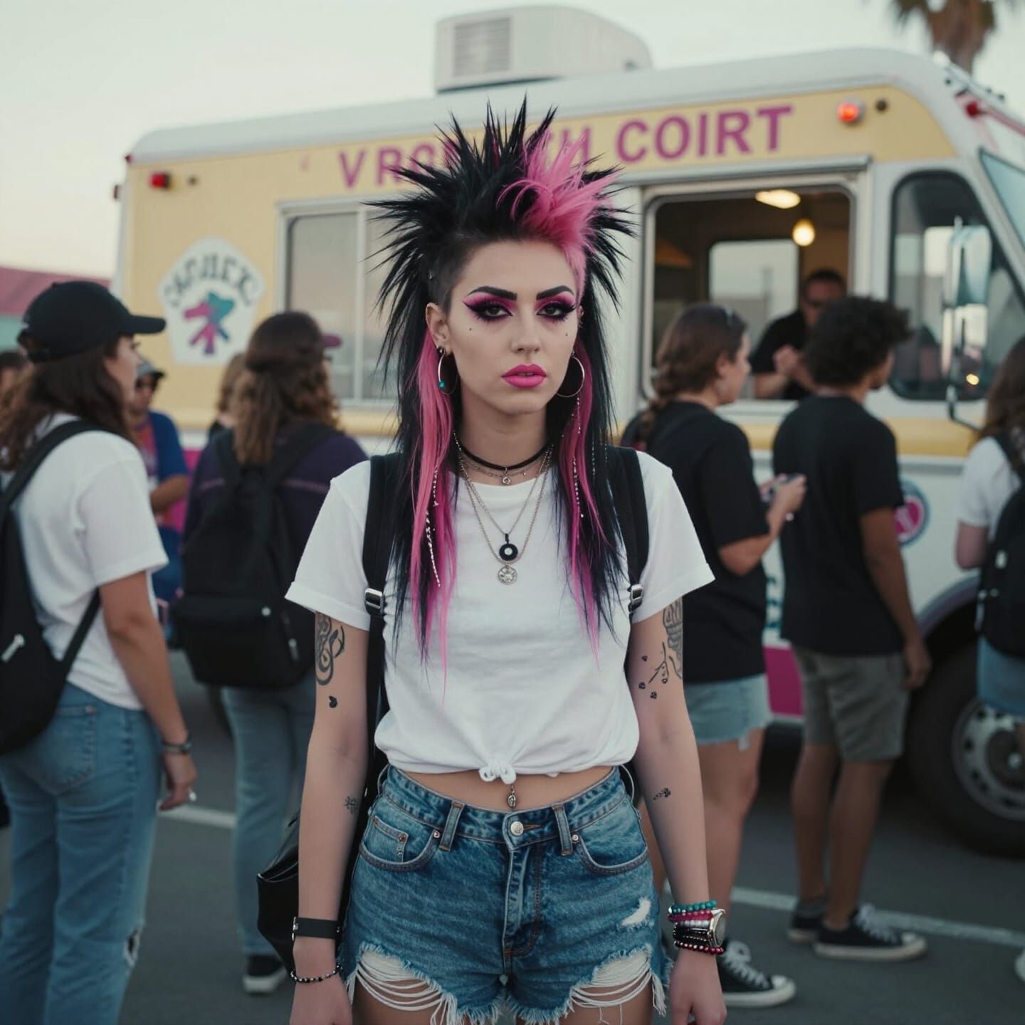 Punk Woman at Venice Beach Ice Cream Truck