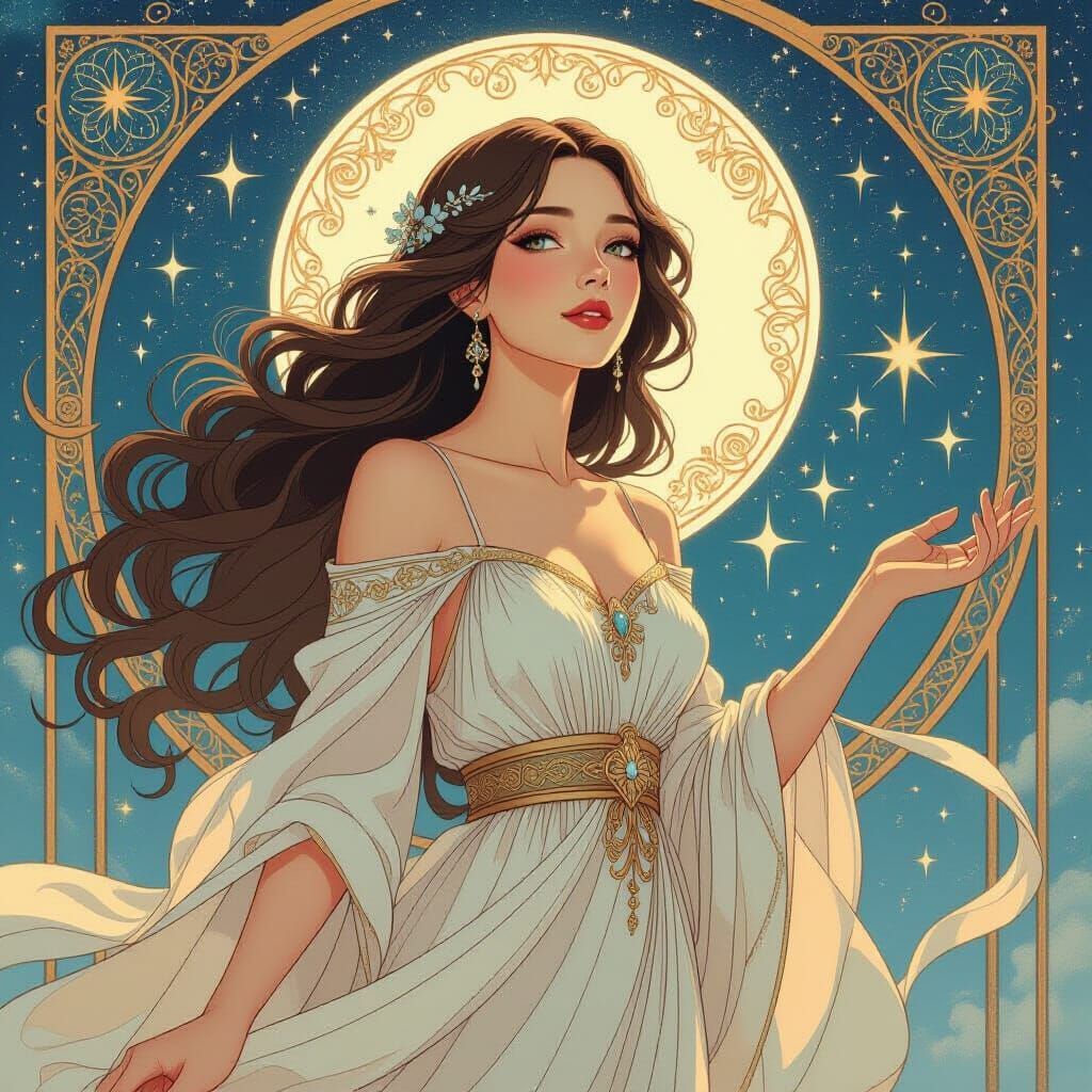 Art Nouveau Woman in Cosmic Ballet