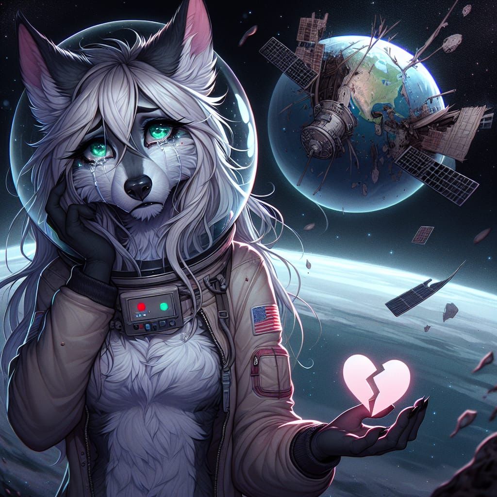 Sad astronaut Wolfie