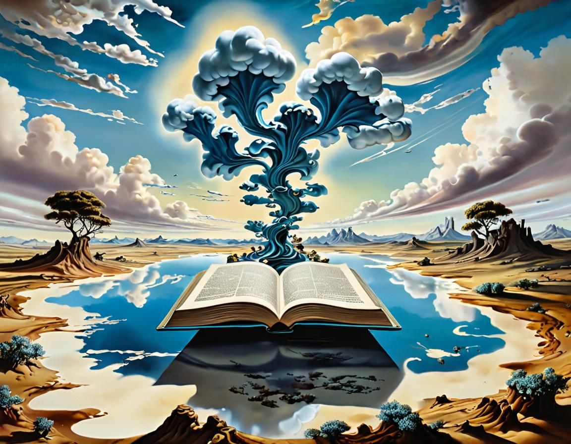 Surreal Landscape with Elastic Flora, in Dali Style