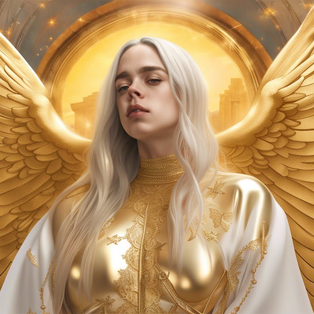 Angelic Figure at Heaven's Gate in Hyperrealistic Style