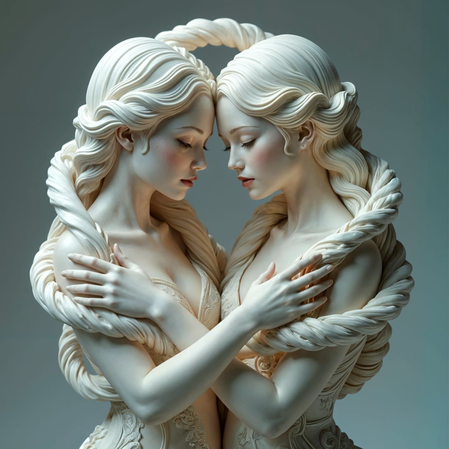 Sinuous Alabaster Women Form Möbius Strip