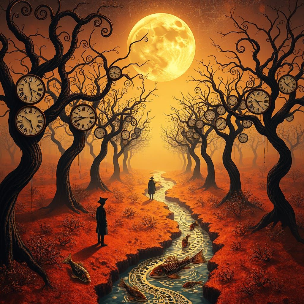 Clockwork Dreamscape in a Shattered Glass Sky