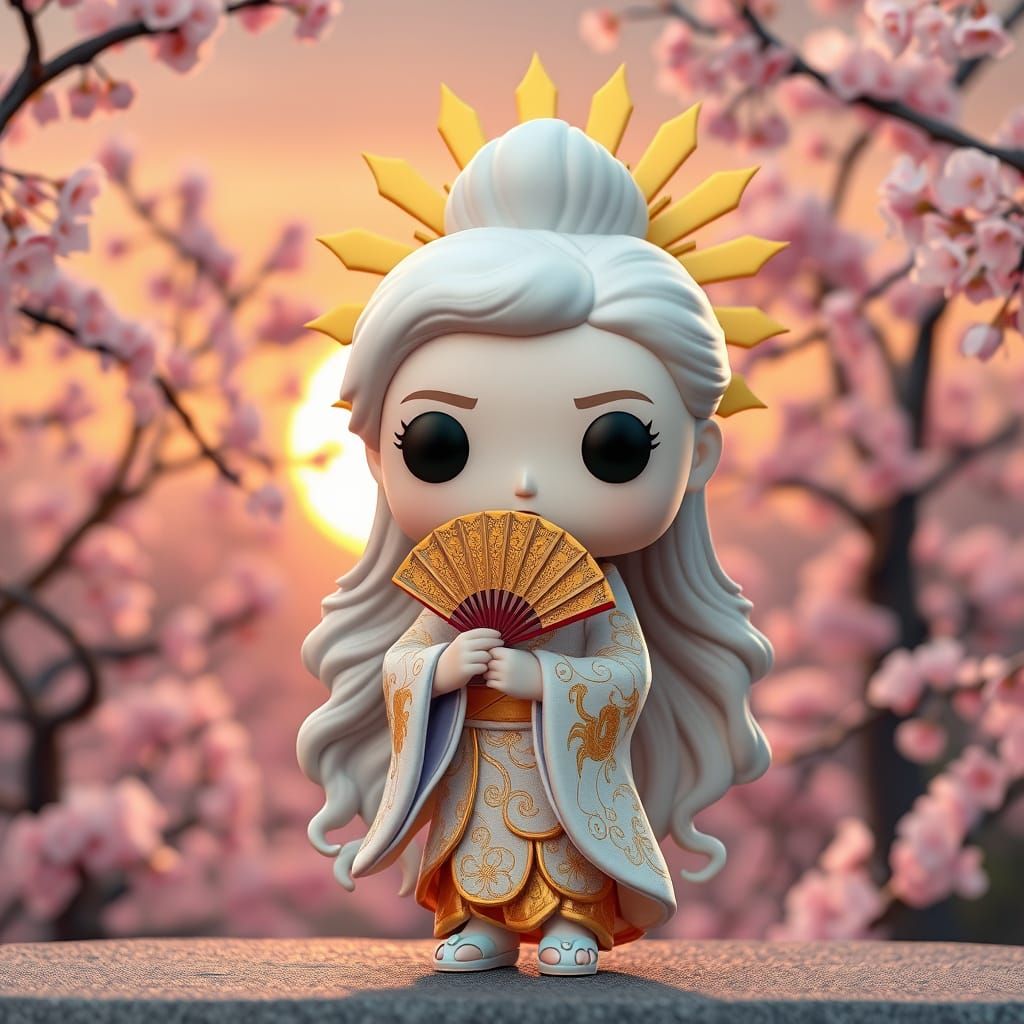 Amaterasu in Funko Pop Style with Golden Sun Halo