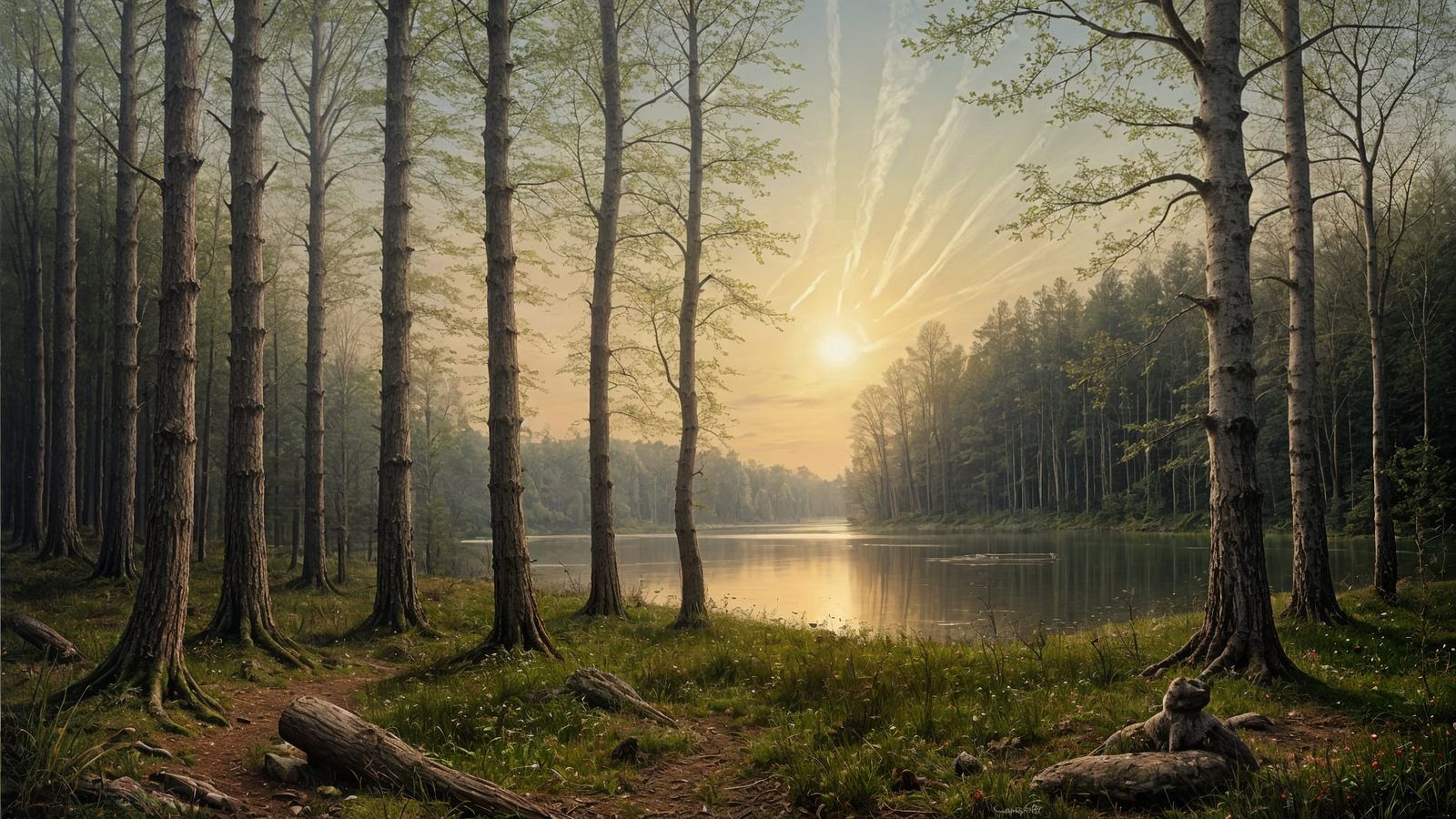Serene Nordic Forest Landscape in Soft Light