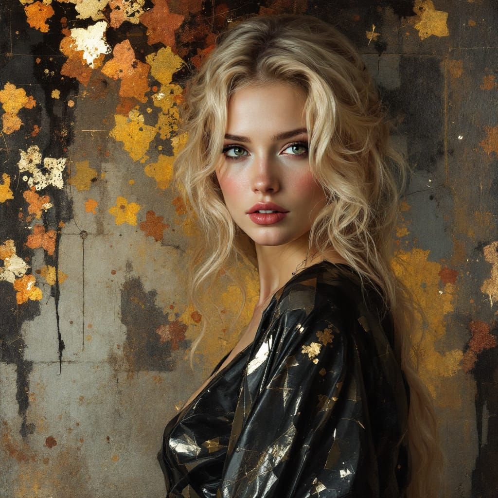 Pin Up Woman with Luminous Glazing and Viking Motifs