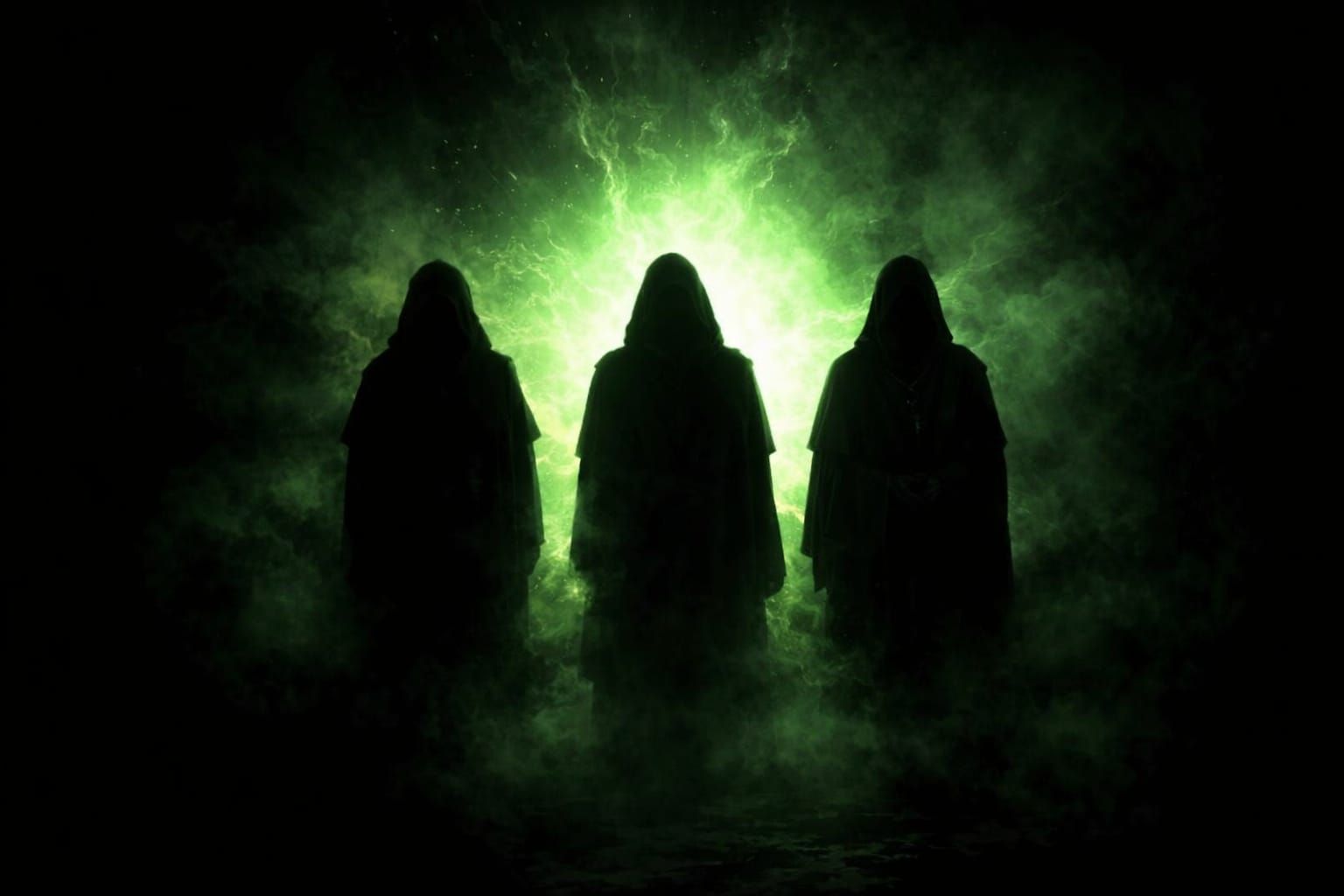 Darkness and Light: Green Explosion Illuminates Silhouettes