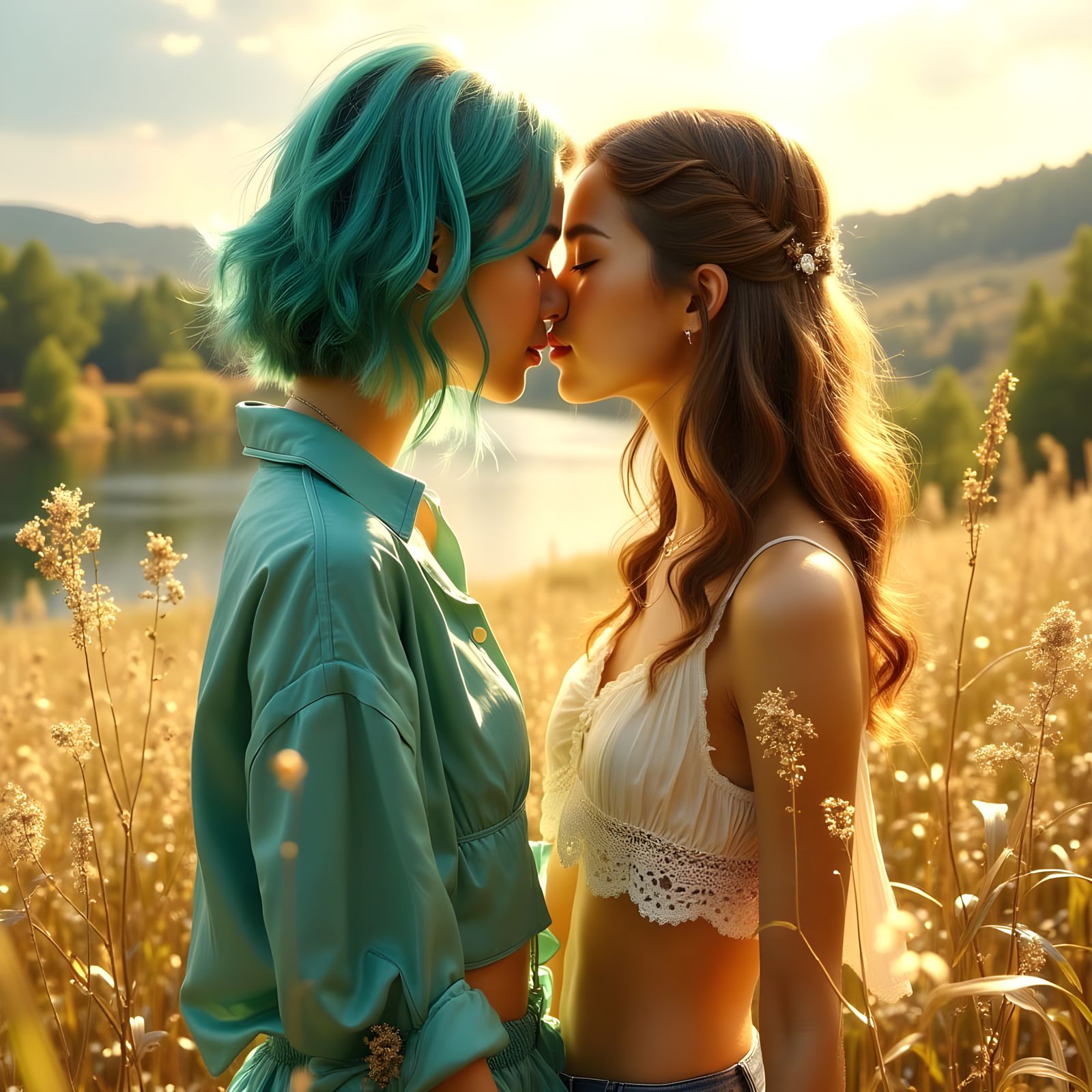 Romantic Outdoor Moment in Vibrant Colors