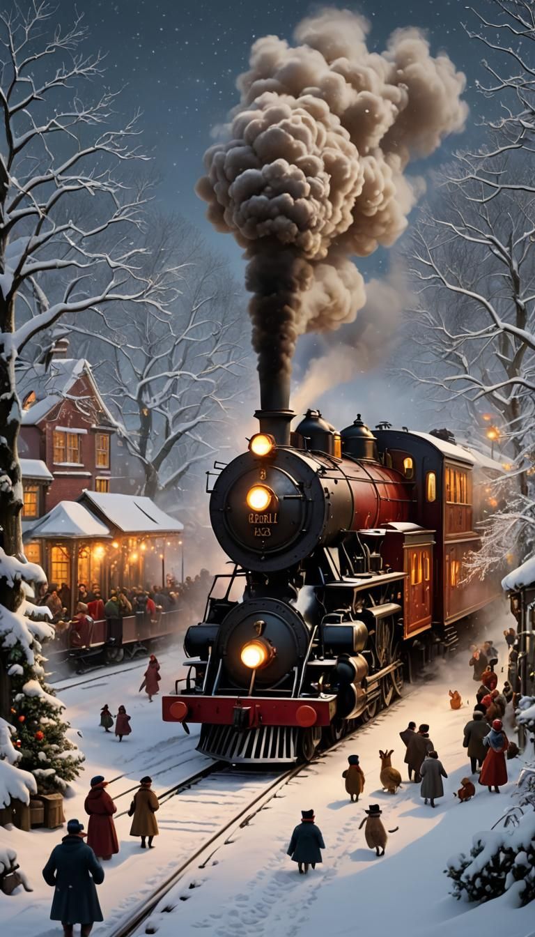Festive Steam Train Journey Through Winter Wonderland
