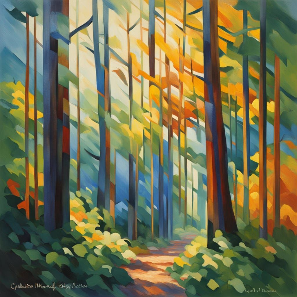 Impressionist Forest Landscape with Soft Brushstrokes and Vi...