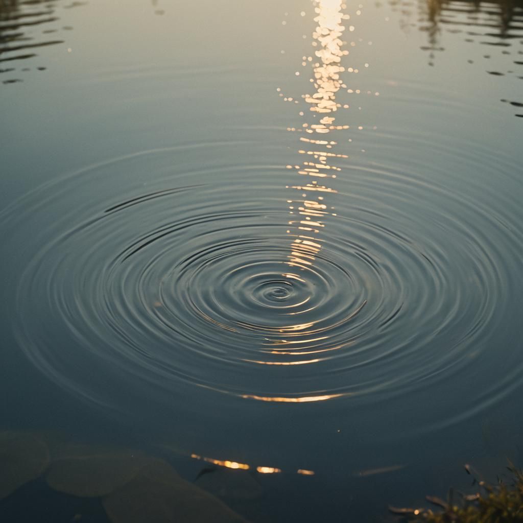 Serene Pond Reflecting Mercury in Golden Light