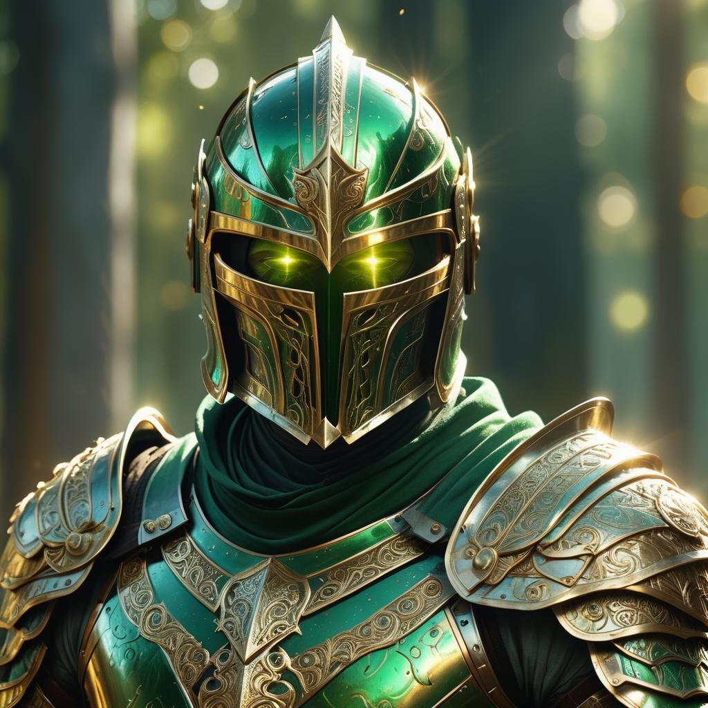 Mystic in Green Armor, Digital 3D Portrait