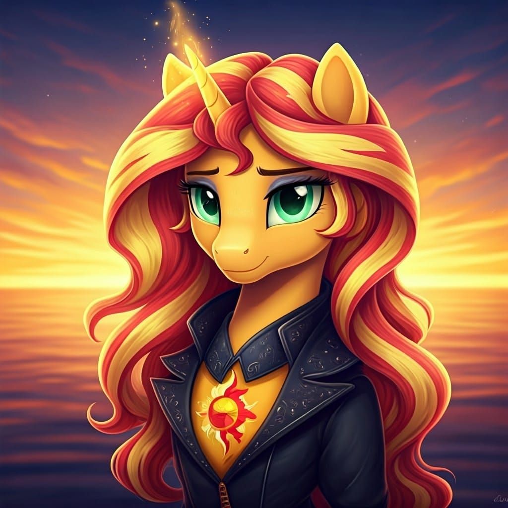 Sunset Shimmer Pony in Golden Sunset, 8K