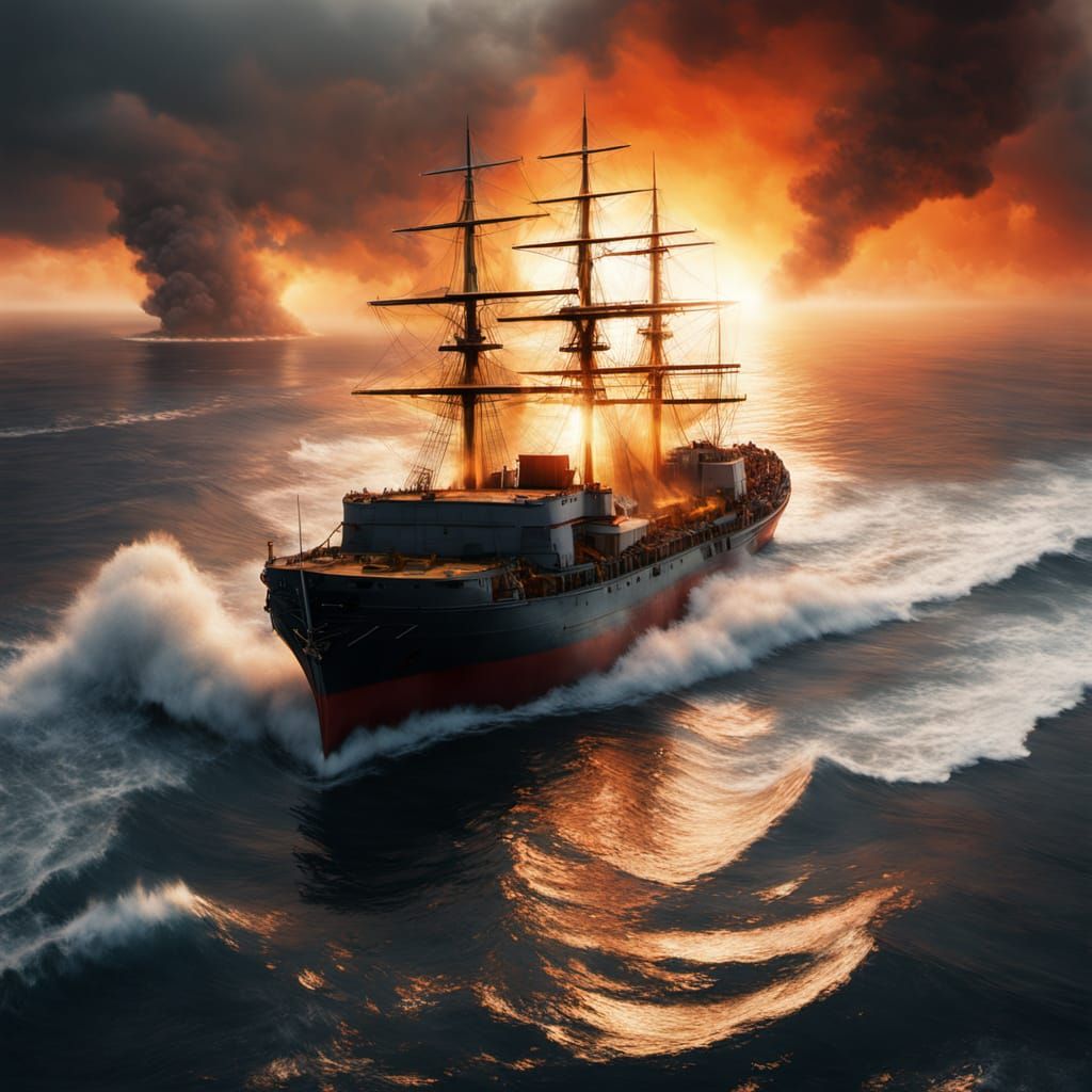 Burning Ship at Golden Hour