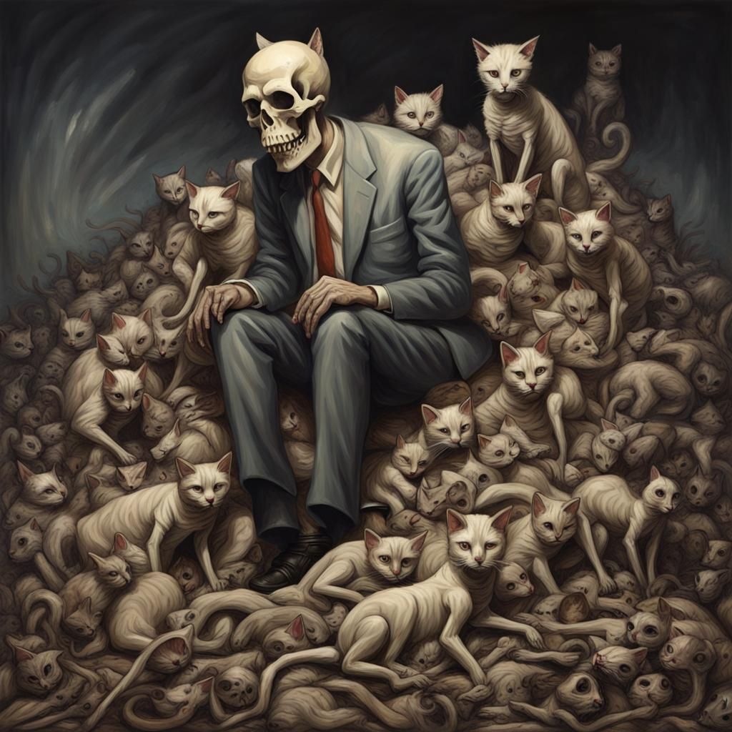 Creepy Skeletal Cat Father Figure