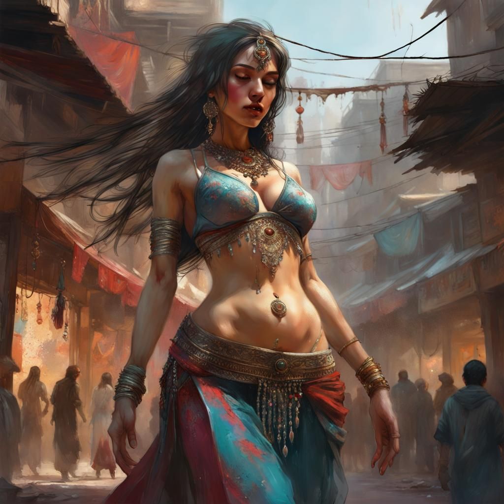 Intricate Belly Dancer Fantasy Art in 4K