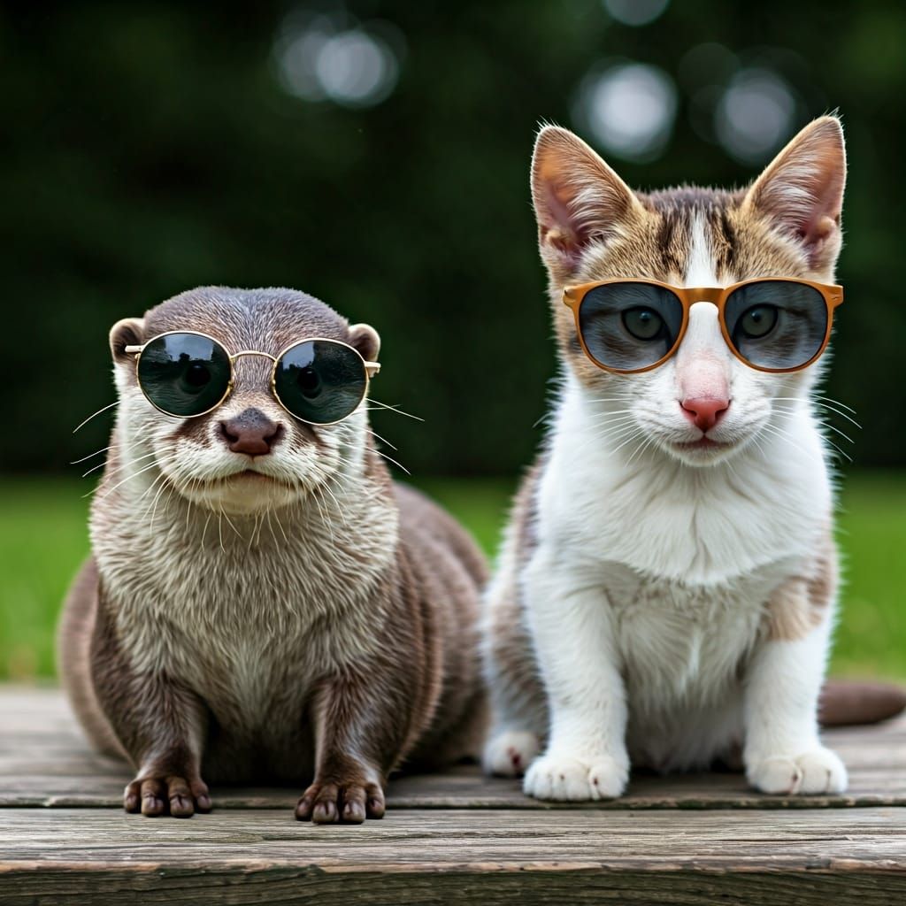 Hybrid Otter Cat Dog Wearing Sunglasses