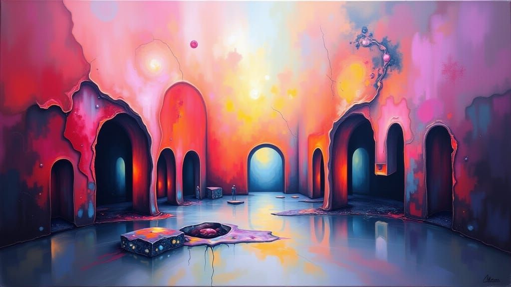 Abstract Sadness: Swirling Colors in Watercolor and Oil