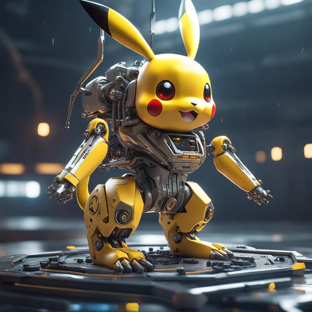 Pikachu Unleashes Lightning Attack with Sci-Fi Details