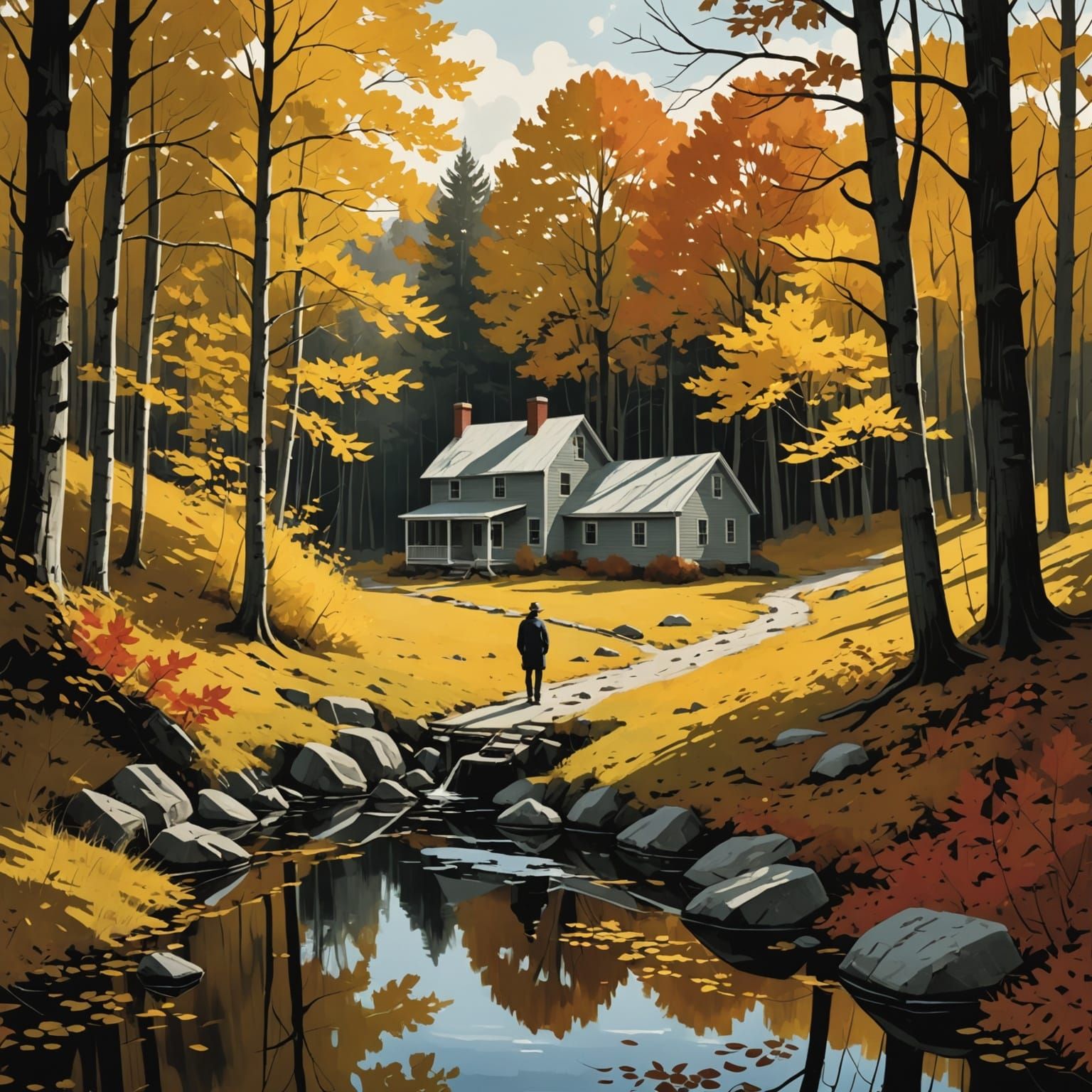 Autumn Serenity: Vivid Foliage Meets Desaturated Undergrowth