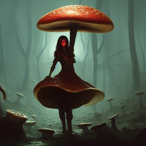 Mushroom Woman Royal: Dark Fantasy Concept Art