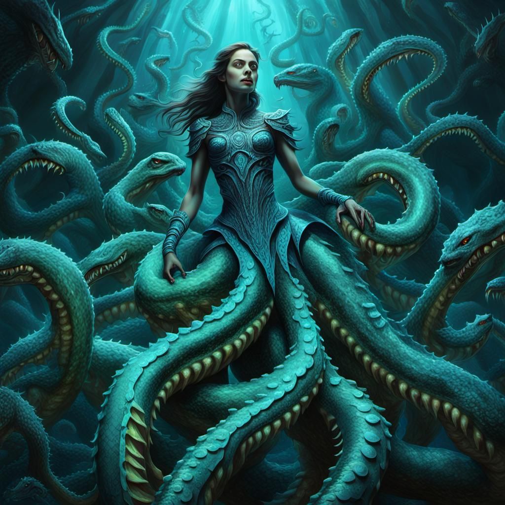 Fantasy Sea Monster with Serpentine Detail