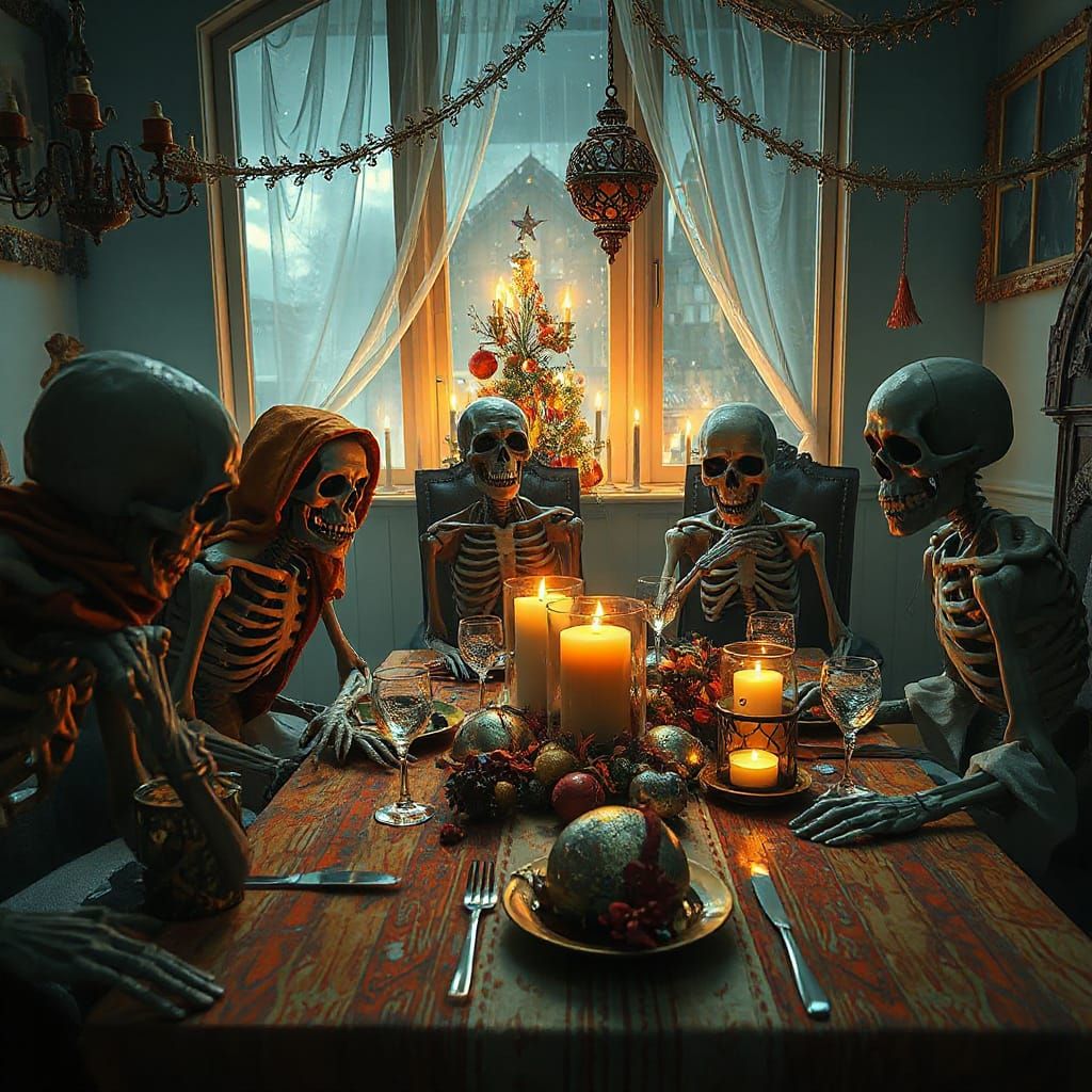 Skeletons and Ghouls Celebrate Christmas Eve in Epic Concept...