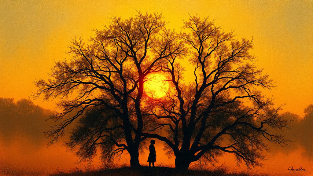 Sunset Silhouette: Impressionistic Nostalgia