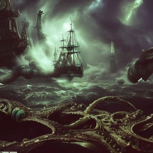 Davy Jones Surrounded by Green Fire