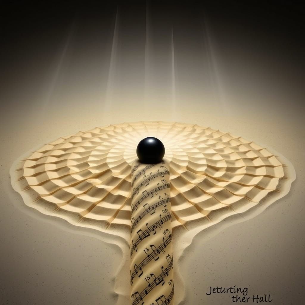 Surreal Sand Ritual with Black Sphere