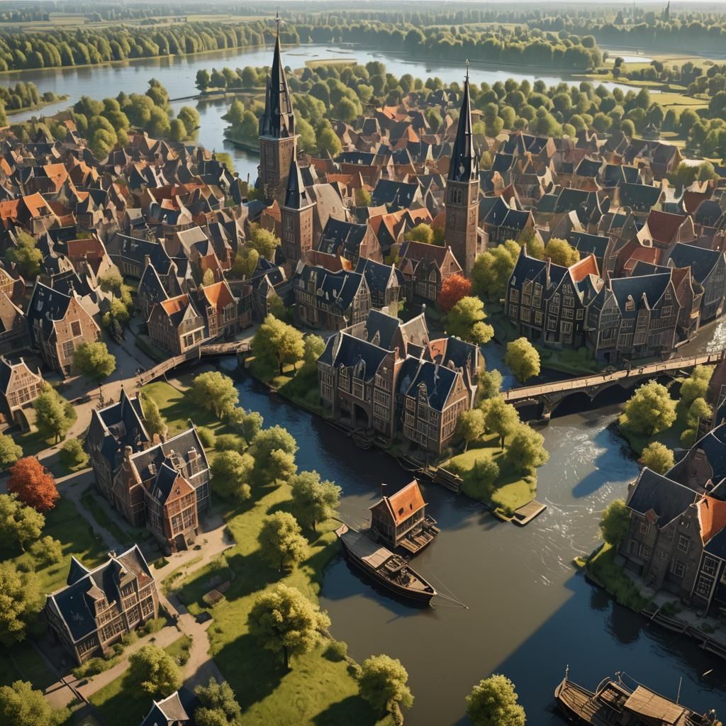 17th Century River Scene in the Netherlands