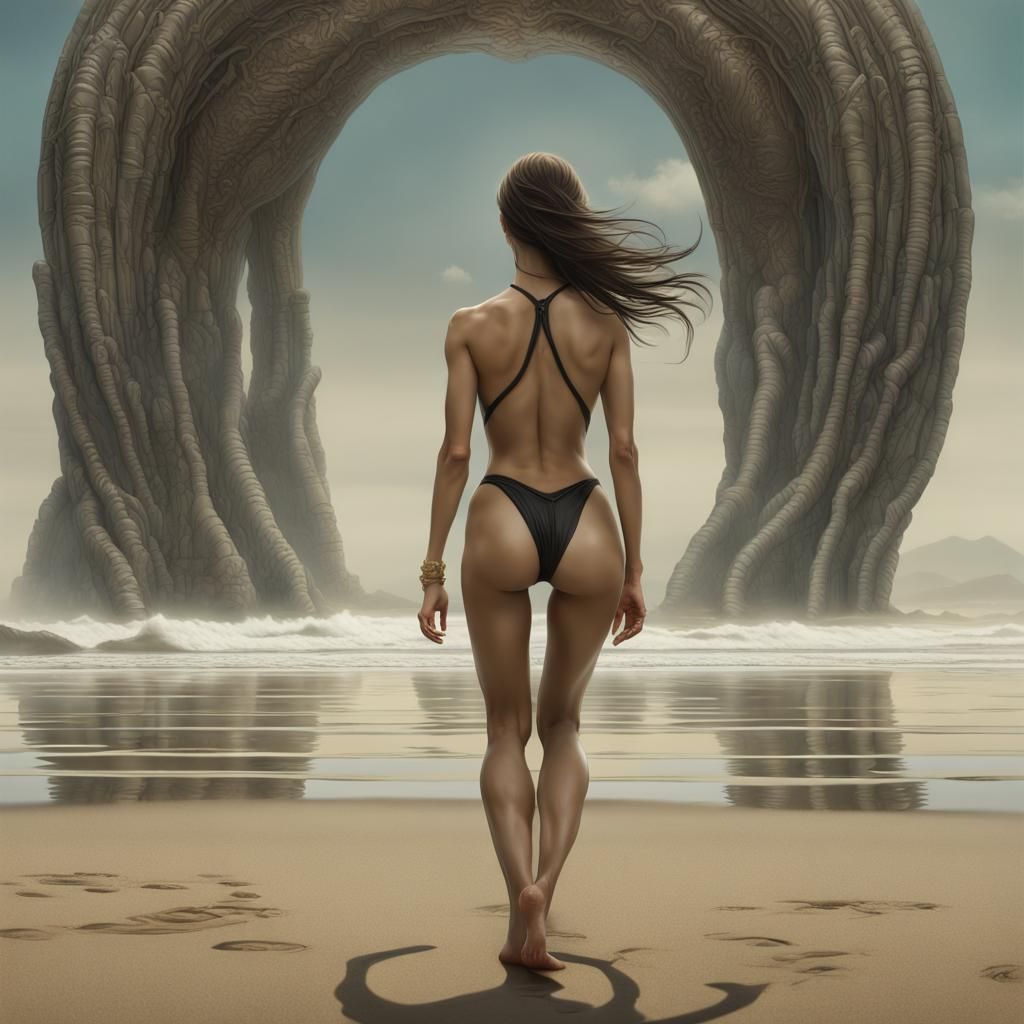 Beach Walker: Cinematic Digital Art Masterpiece