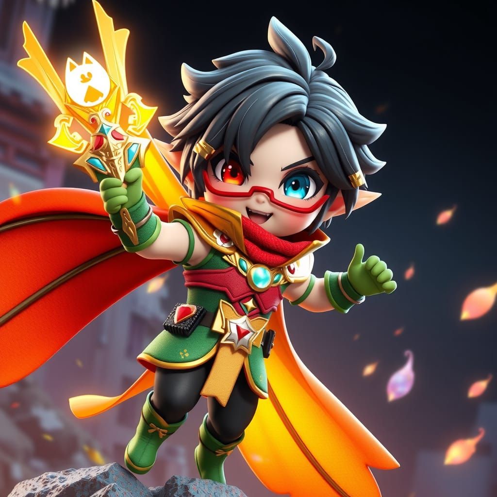 Heroic Chibi Robin in 3D Anime Style
