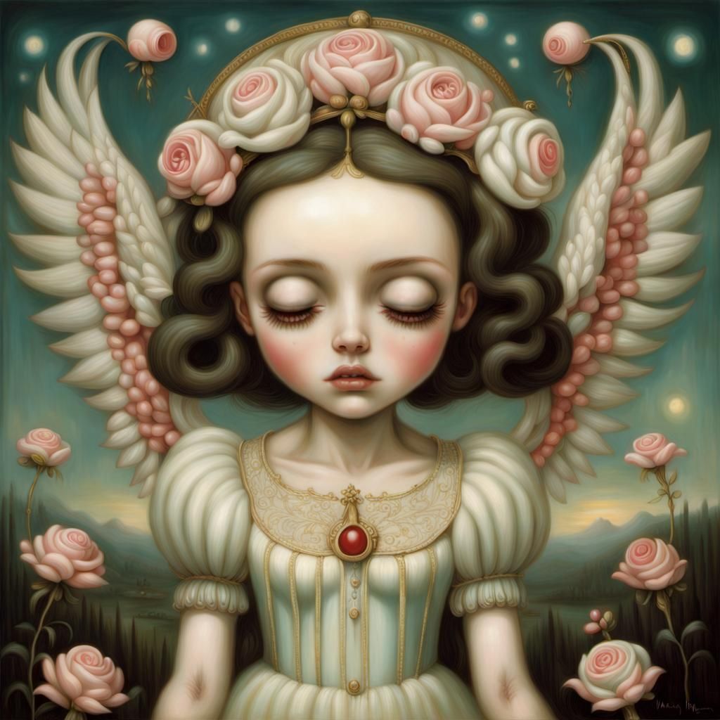 Dreamlike Portrait in Mark Ryden's Surreal Style