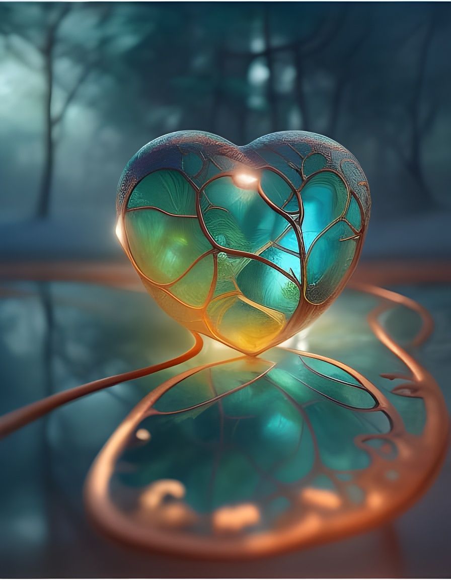 Vibrant Glass Heart in Copper Glory