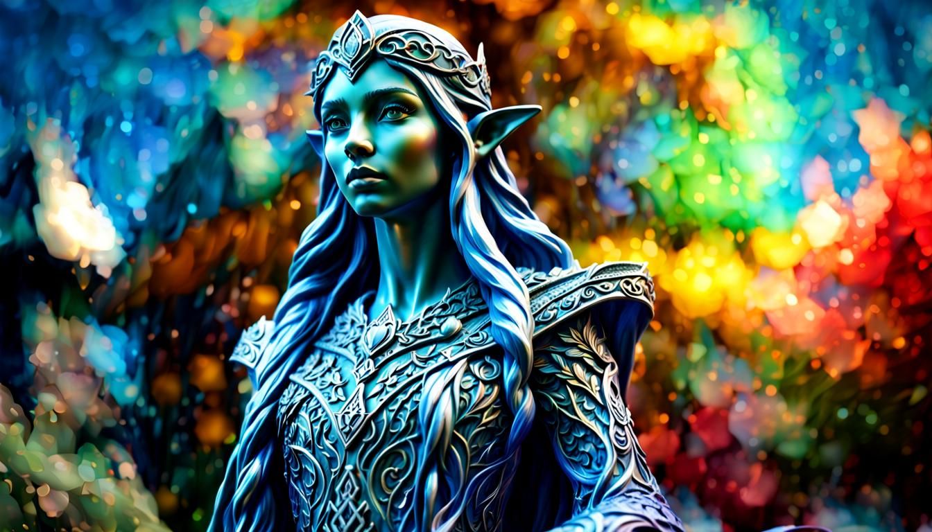 Intricate Crystal Statue of Elven Princess