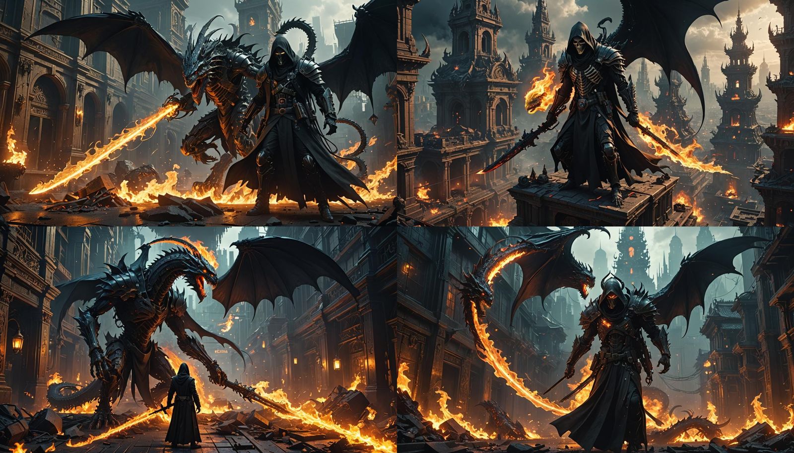 Cyberpunk Grim Reaper Dragon in Hell