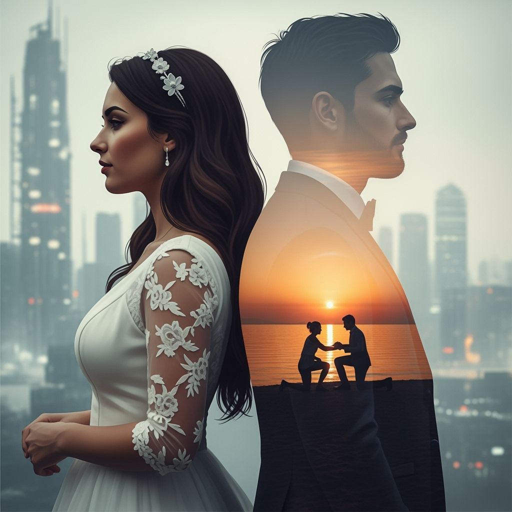 Romantic Proposal in Dystopian Double Exposure
